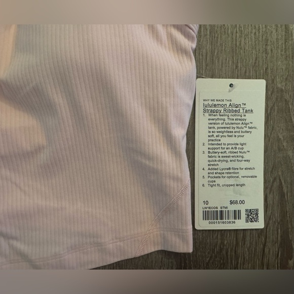 Lululemon Aligned strappy ribbed tank top Strawberry Milkshake,size 10.Baby pink - Picture 15 of 15